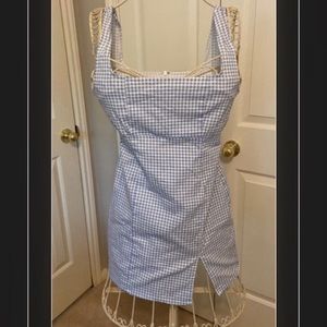 Light Blue and White Plaid Mini Dress